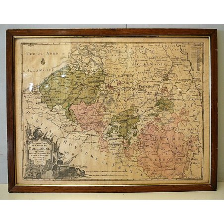 ANTICA STAMPA LITOGRAFIA CARTA GEOGRAFICA Nouvelle Carte Du Cercle De Borgogne