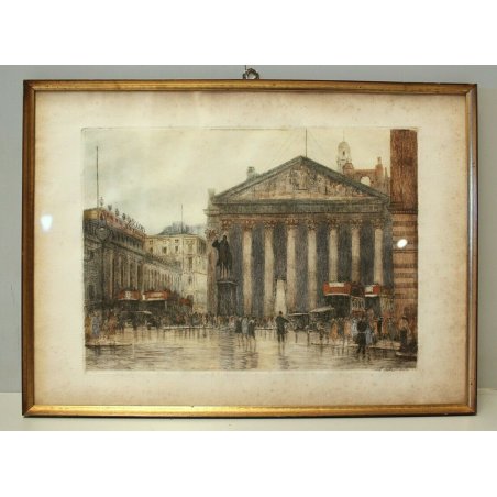 ANTICA ACQUAFORTE COLORATA G.H. Barraud EDIZ. LIMITATA 425 VIEW OF LONDON 1927