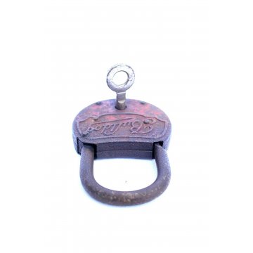 ANTICO LUCCHETTO IN  FERRO BULLDOG FUNZIONANTE CATENACCIO PADLOCK IRON KEY '900