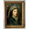 ANTICO DIPINTO OLIO TELA RITRATTO FEMMINILE GIOVANE NOBIL DONNA CON VELO 700/800