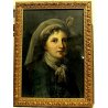 ANTICO DIPINTO OLIO TELA RITRATTO FEMMINILE GIOVANE NOBIL DONNA CON VELO 700/800