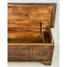 ANTICA CASSAPANCA DIPINTA VALDOSTANA 1800 LEGNO ABETE MASSELLO EPOCA PANCA BAULE