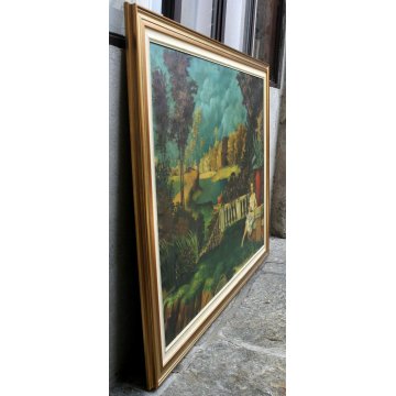 GRANDE ANTICO QUADRO Edmondo Poletti RITRATTO ARISTOCRATICO FEMMINILE PAESAGGIO 