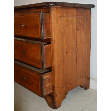 ANTICO COMO PIEMONTESE epoca 1700 LEGNO NOCE cassettiera CASSETTONE INTARSIATO