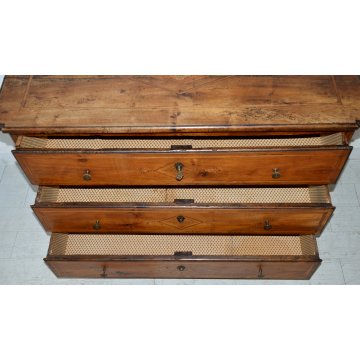 ANTICO COMO PIEMONTESE epoca 1700 LEGNO NOCE cassettiera CASSETTONE INTARSIATO