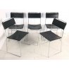 SET 5 SEDIA DESIGN Enzo Mari "Delfina" 1979 IMPILABILE DA PRANZO CUOIO ACCIAIO