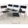 SET 5 SEDIA DESIGN Enzo Mari "Delfina" 1979 IMPILABILE DA PRANZO CUOIO ACCIAIO