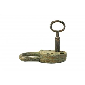 ANTICO LUCCHETTO ferro FUNZIONANTE UNA MANDATA CATENACCIO PADLOCK IRON KEY '900