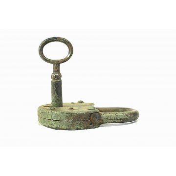 ANTICO LUCCHETTO ferro FUNZIONANTE UNA MANDATA CATENACCIO PADLOCK IRON KEY '900