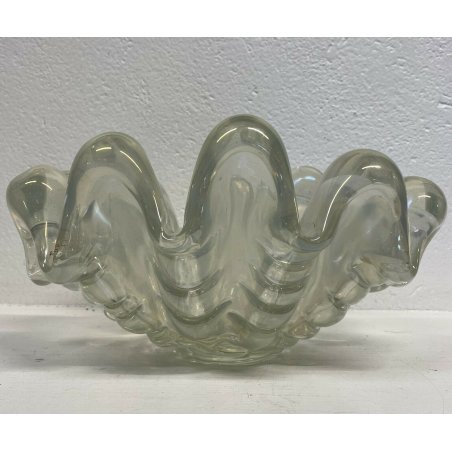 GRANDE VASO CONCHIGLIA COPPA OVALE ERCOLE BAROVIER E TOSO IRIDATO 1940 MURANO 