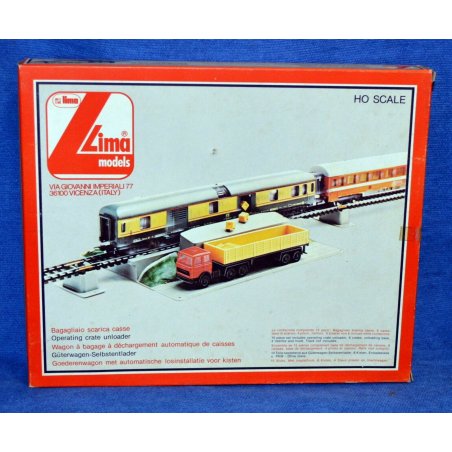 TRENO LIMA VAGONE HO CARRO MERCI DIORAMA TRENINO CAMION SCARICA CASSE 0976 TIR 