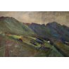 QUADRO DIPINTO OLIO TAVOLA Francesco Arata CHIARISTA STRADA PAESE MONTAGNE '900
