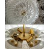 LAMPADARIO SOSPENSIONE VETRO MURANO TRASPARENTE ORO FOGLIE D'ACANTO 4 LUMI '900