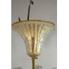 LAMPADARIO SOSPENSIONE VETRO MURANO TRASPARENTE ORO FOGLIE D'ACANTO 4 LUMI '900