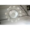 LAMPADARIO SOSPENSIONE VETRO MURANO TRASPARENTE ORO FOGLIE D'ACANTO 4 LUMI '900