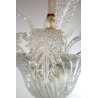 LAMPADARIO SOSPENSIONE VETRO MURANO TRASPARENTE ORO FOGLIE D'ACANTO 4 LUMI '900