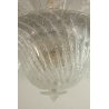 LAMPADARIO SOSPENSIONE VETRO MURANO TRASPARENTE ORO FOGLIE D'ACANTO 4 LUMI '900
