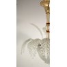 LAMPADARIO SOSPENSIONE VETRO MURANO TRASPARENTE ORO FOGLIE D'ACANTO 4 LUMI '900