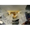 COPPIA DI APPLIQUE in VETRO MURANO TRASPARENTE ORO FOGLIE D'ACANTO 2 LUMI '900
