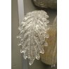 COPPIA DI APPLIQUE in VETRO MURANO TRASPARENTE ORO FOGLIE D'ACANTO 2 LUMI '900