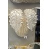 COPPIA DI APPLIQUE in VETRO MURANO TRASPARENTE ORO FOGLIE D'ACANTO 2 LUMI '900