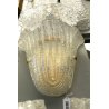 COPPIA DI APPLIQUE in VETRO MURANO TRASPARENTE ORO FOGLIE D'ACANTO 2 LUMI '900
