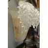 COPPIA DI APPLIQUE in VETRO MURANO TRASPARENTE ORO FOGLIE D'ACANTO 2 LUMI '900