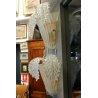 COPPIA DI APPLIQUE in VETRO MURANO TRASPARENTE ORO FOGLIE D'ACANTO 2 LUMI '900