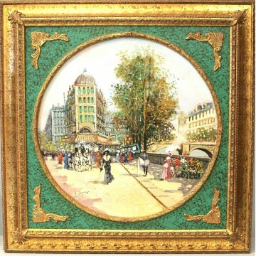 ANTICO GRANDE QUADRO OLIO TELA Aldo De Dominicis Strade di Parigi IMPRESSIONISTA