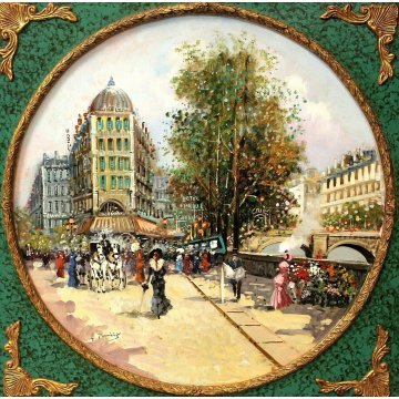 ANTICO GRANDE QUADRO OLIO TELA Aldo De Dominicis Strade di Parigi IMPRESSIONISTA