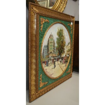 ANTICO GRANDE QUADRO OLIO TELA Aldo De Dominicis Strade di Parigi IMPRESSIONISTA