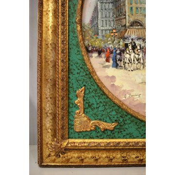 ANTICO GRANDE QUADRO OLIO TELA Aldo De Dominicis Strade di Parigi IMPRESSIONISTA