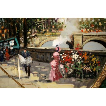 ANTICO GRANDE QUADRO OLIO TELA Aldo De Dominicis Strade di Parigi IMPRESSIONISTA