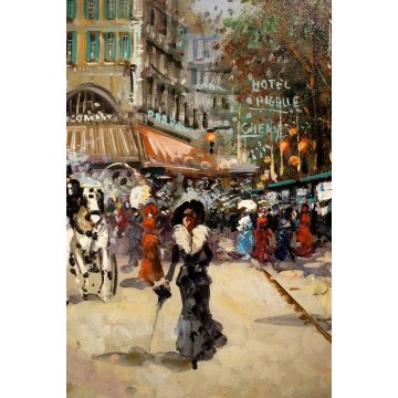 ANTICO GRANDE QUADRO OLIO TELA Aldo De Dominicis Strade di Parigi IMPRESSIONISTA