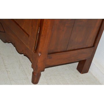 ANTICA CREDENZA PIEMONTESE legno CILIEGIO epoca 800 SCOLPITA madia DISPENSA arte