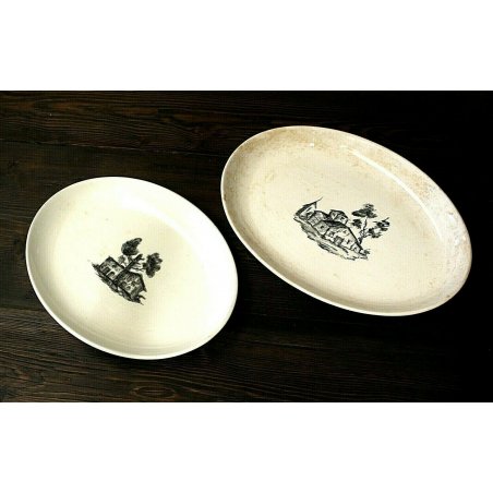 ANTICA COPPIA PIATTI PORTATA OVALI CERAMICA SCI LAVENO Guido Andlovitz Gio Ponti