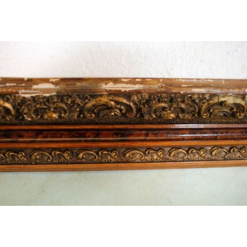 ANTICO GRANDE DIPINTO OLIO Gilda PAESAGGIO NAIF FIGURE CASCATA FORESTA MULINO