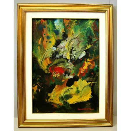 QUADRO ENCAUSTO SU CARTONE Giandante X ASTRATTO ESPRESSIONISTA MILANO '900