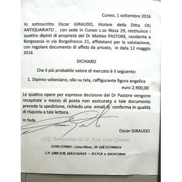 ANTICO DIPINTO OLIO Tazio da Varallo RITRATTO SANTA FIGURA ANGELICA VALSESIA 600