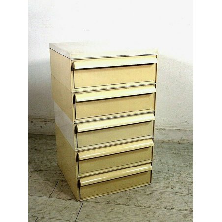 CASSETTIERA KARTELL DESIGN Simon Fussel 5 CASSETTI TOP BIANCO ABS VINTAGE 1970