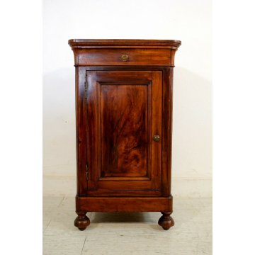 ANTICO COMODINO CAPPUCCINO LEGNO MASSELLO NOCE CASSETTO ANTA SINGOLA EPOCA1800