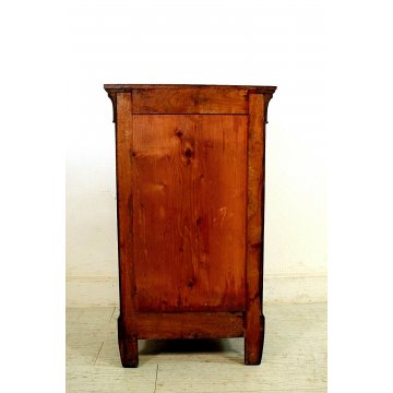 ANTICO COMODINO CAPPUCCINO LEGNO MASSELLO NOCE CASSETTO ANTA SINGOLA EPOCA1800