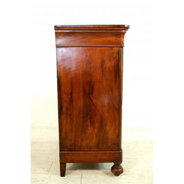 ANTICO COMODINO CAPPUCCINO LEGNO MASSELLO NOCE CASSETTO ANTA SINGOLA EPOCA1800