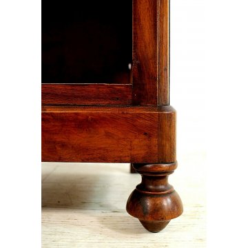 ANTICO COMODINO CAPPUCCINO LEGNO MASSELLO NOCE CASSETTO ANTA SINGOLA EPOCA1800