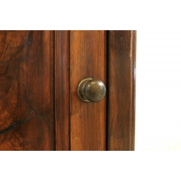 ANTICO COMODINO CAPPUCCINO LEGNO MASSELLO NOCE CASSETTO ANTA SINGOLA EPOCA1800