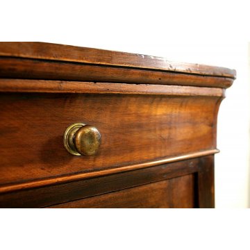 ANTICO COMODINO CAPPUCCINO LEGNO MASSELLO NOCE CASSETTO ANTA SINGOLA EPOCA1800