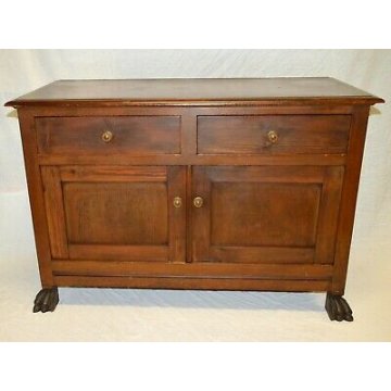 ANTICA CREDENZA IMPERO ZAMPE FERINE 1900 SCOLPITA DISPENSA MOBILE OLD FORNITURE
