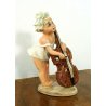 ANTICA SCULTURA CERAMICA  A.Pannunzio STATUINA BIMBA con CONTRABBASSO ANNI 30/40