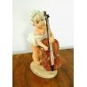 ANTICA SCULTURA CERAMICA  A.Pannunzio STATUINA BIMBA con CONTRABBASSO ANNI 30/40
