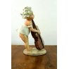 ANTICA SCULTURA CERAMICA  A.Pannunzio STATUINA BIMBA con CONTRABBASSO ANNI 30/40